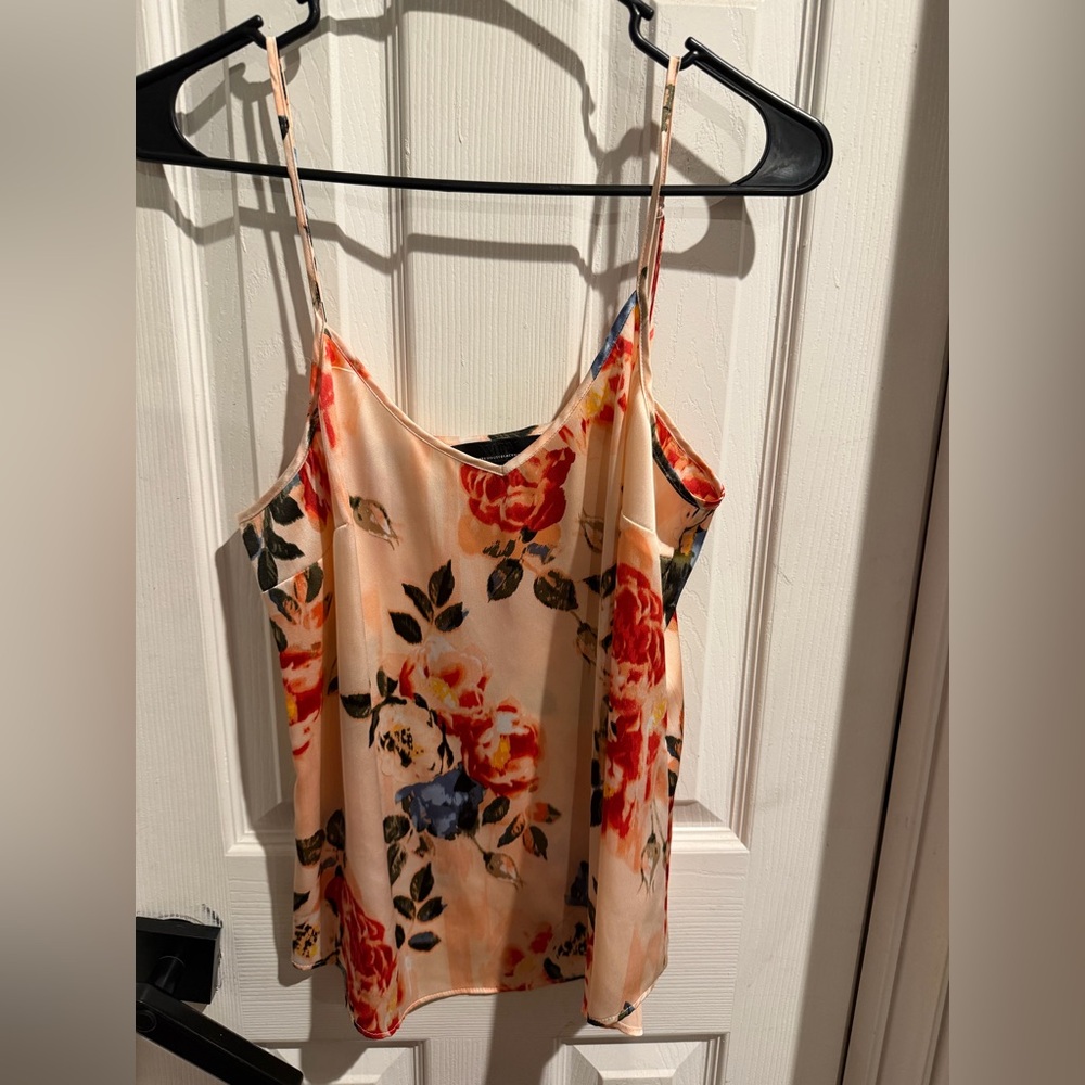 White House Black Market Peach Floral Satin Cami